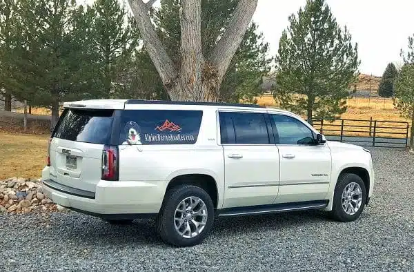 The Alpine Bernedoodle's ranch vehicle for transportation