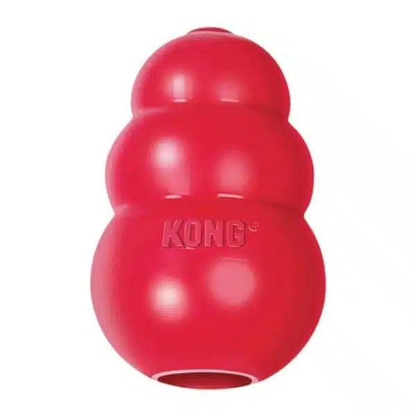 Red Kong dog toy over white background